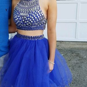 Halter top built in bra two piece gem glee costume